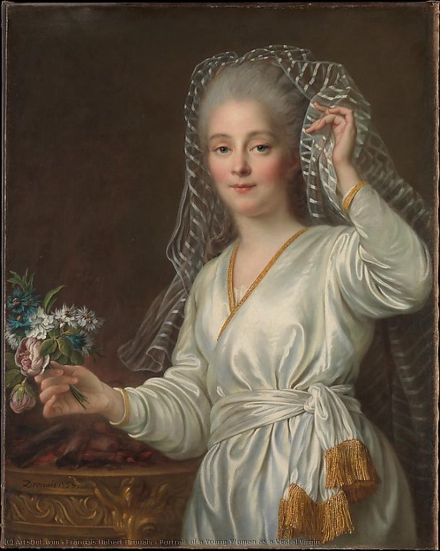 Portrait Of A Young Woman As A Vestal Virgin — François Hubert Drouais