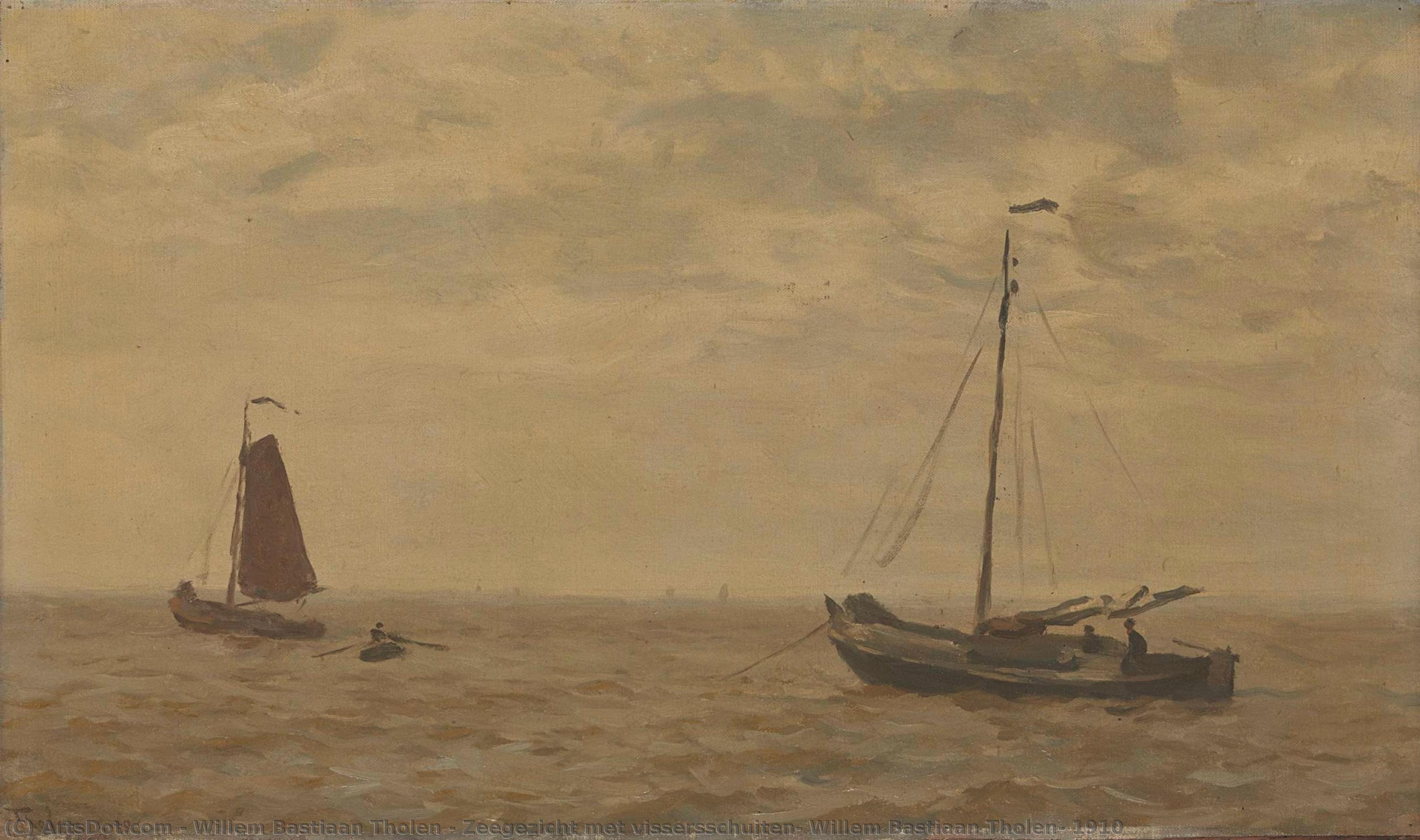 Zeegezicht Met Vissersschuiten, Willem Bastiaan Tholen, 1910 — Willem Bastiaan Tholen