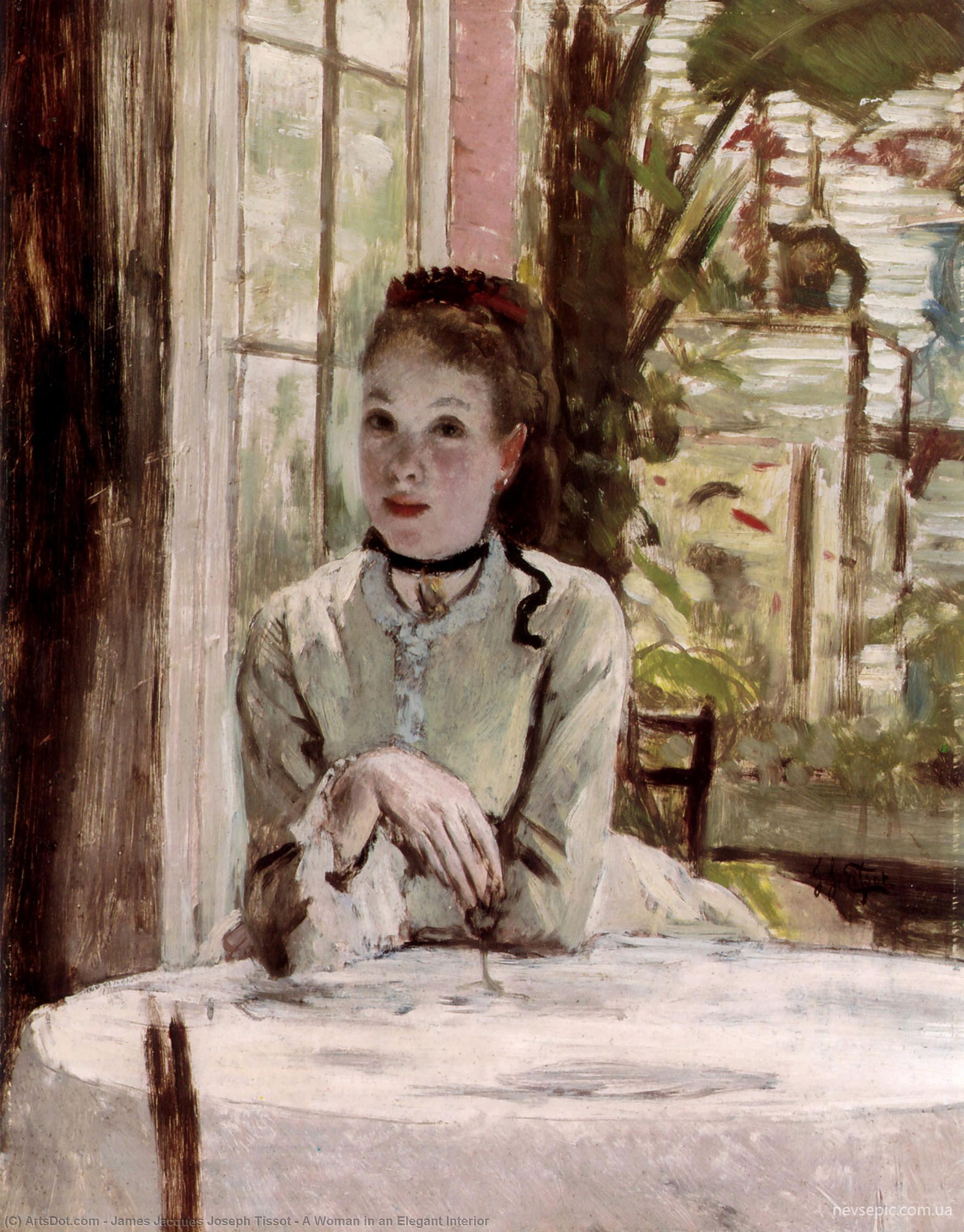A Woman In An Elegant Interior — Jacques Joseph Tissot