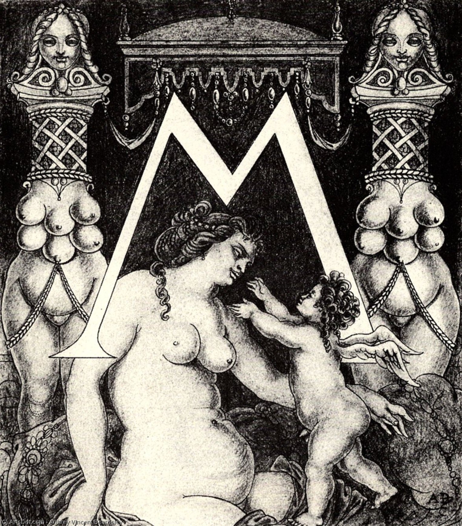 Initial M For Ben Jonson His Valpone — Aubrey Vincent Beardsley