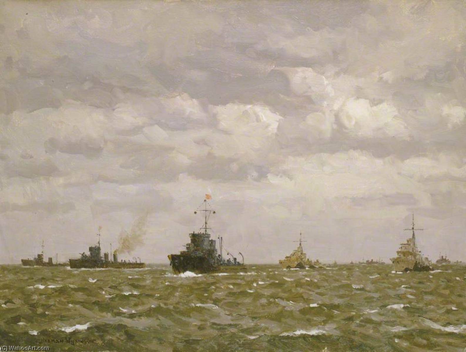 D Day Sweeping Ahead Of The Destroyers, Early Morning, 6 June 1944 — Norman Wilkinson