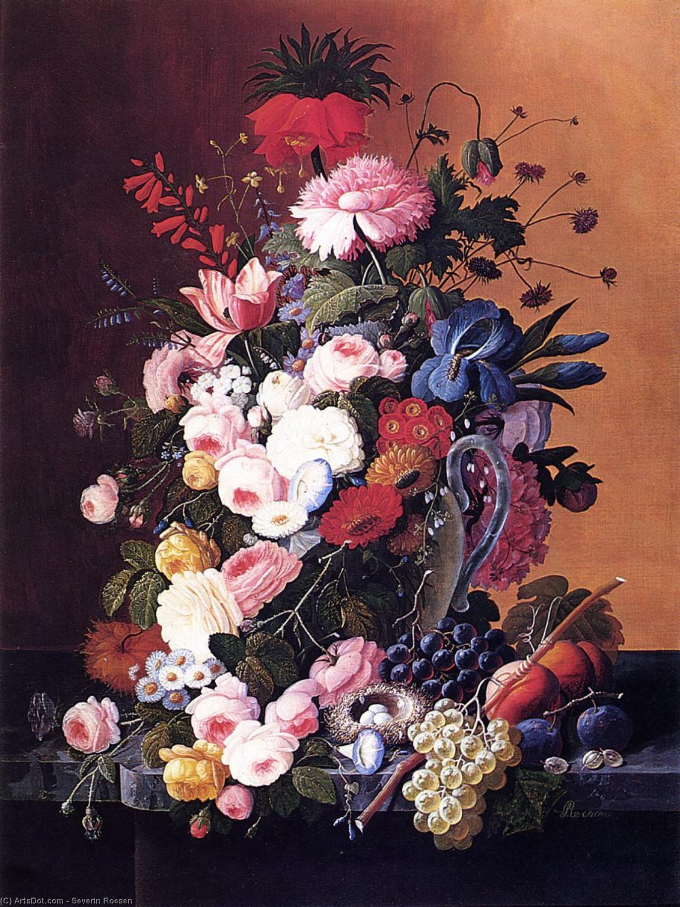 Still Life With Fruits And Flowers — Severin Roesen