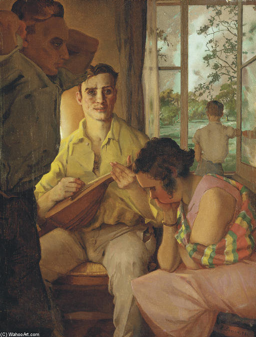 The Mandolin Player And His Audience — Konstantin Andreevic Somov