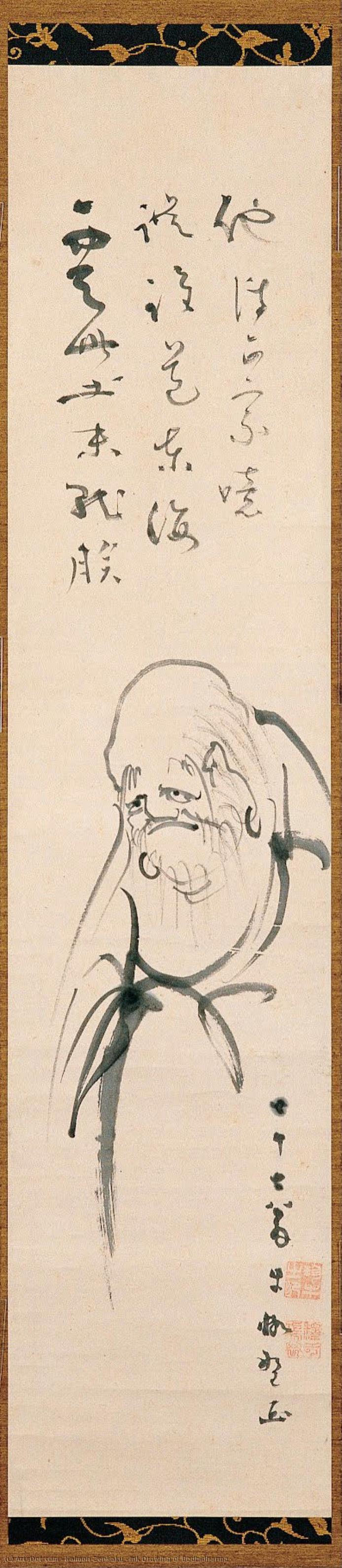 Ink Drawing Of Bodhidharma — Kaimon Zenkaku
