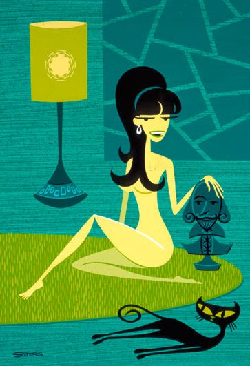 Green Nude With Bust Of Shakespeare — Josh Agle (shag)