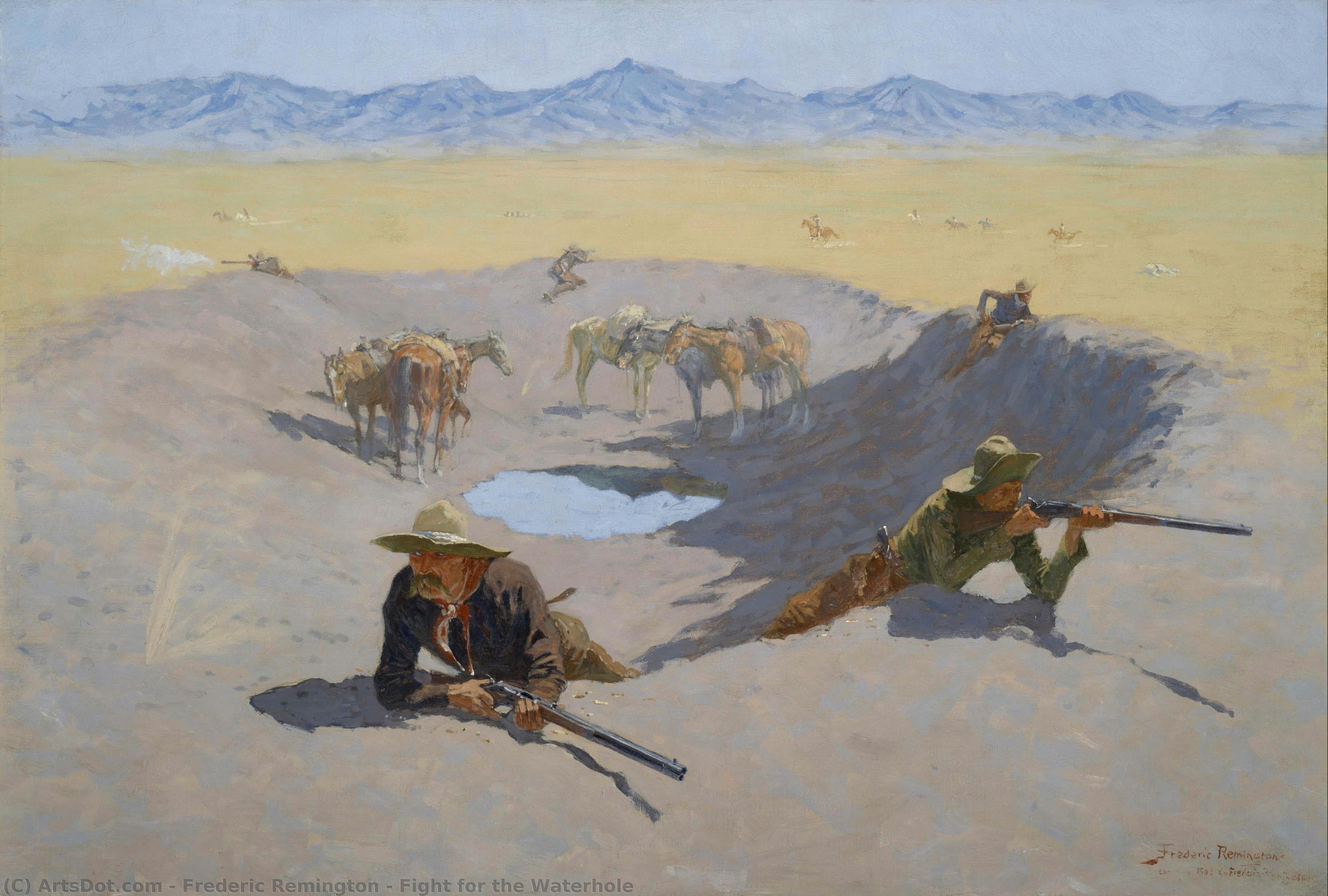 Fight For The Waterhole — フレデリック・レミントン
