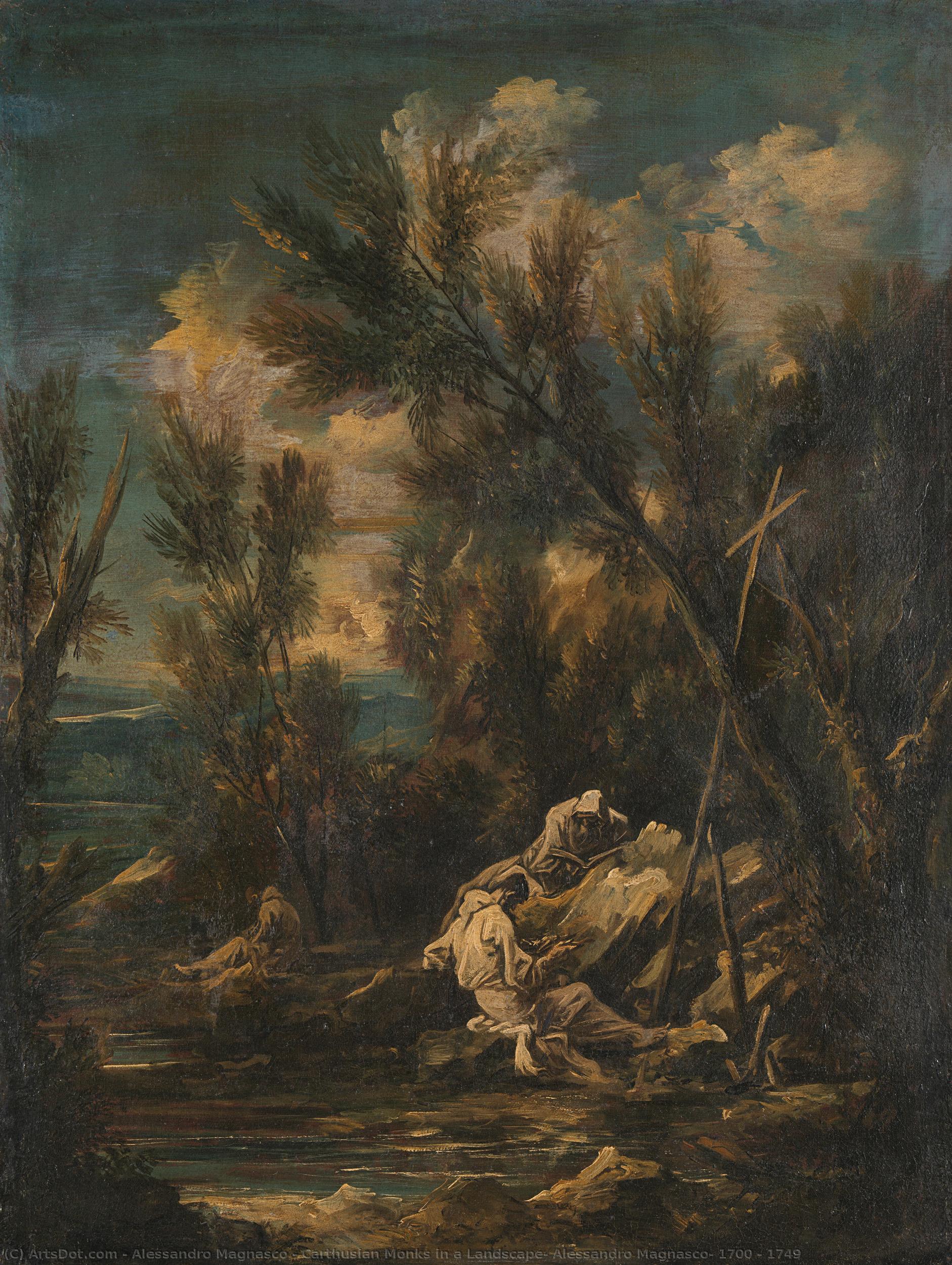 Carthusian Monks In A Landscape, Alessandro Magnasco, 1700 - 1749 — Alessandro Magnasco