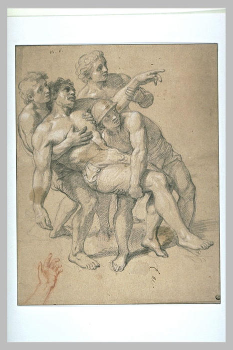Homme Demi-nu, Soutenu Par Trois Autres — Charles Le Brun