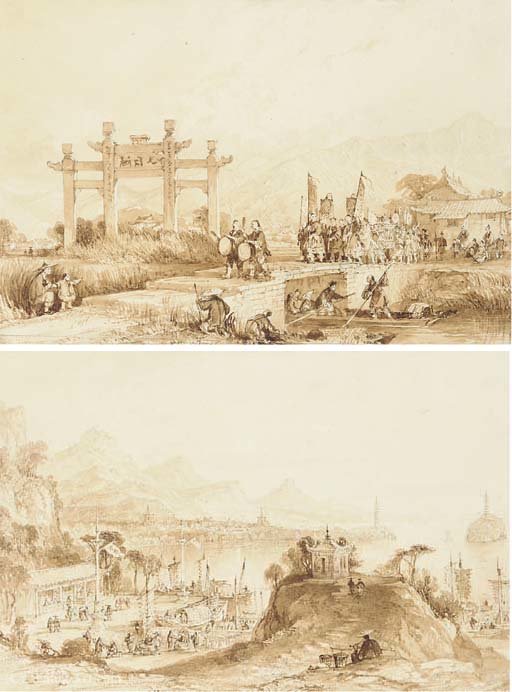 China - Lake See-hoo, And Temple Of The Thundering Winds From The Vale Of Tombs — Thomas Allom