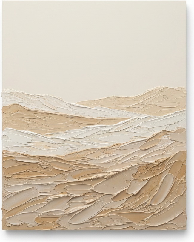 Ethereal Horizons In Sanded Relief: A Monumental Study Of Serene Textural Depth — David Moreau