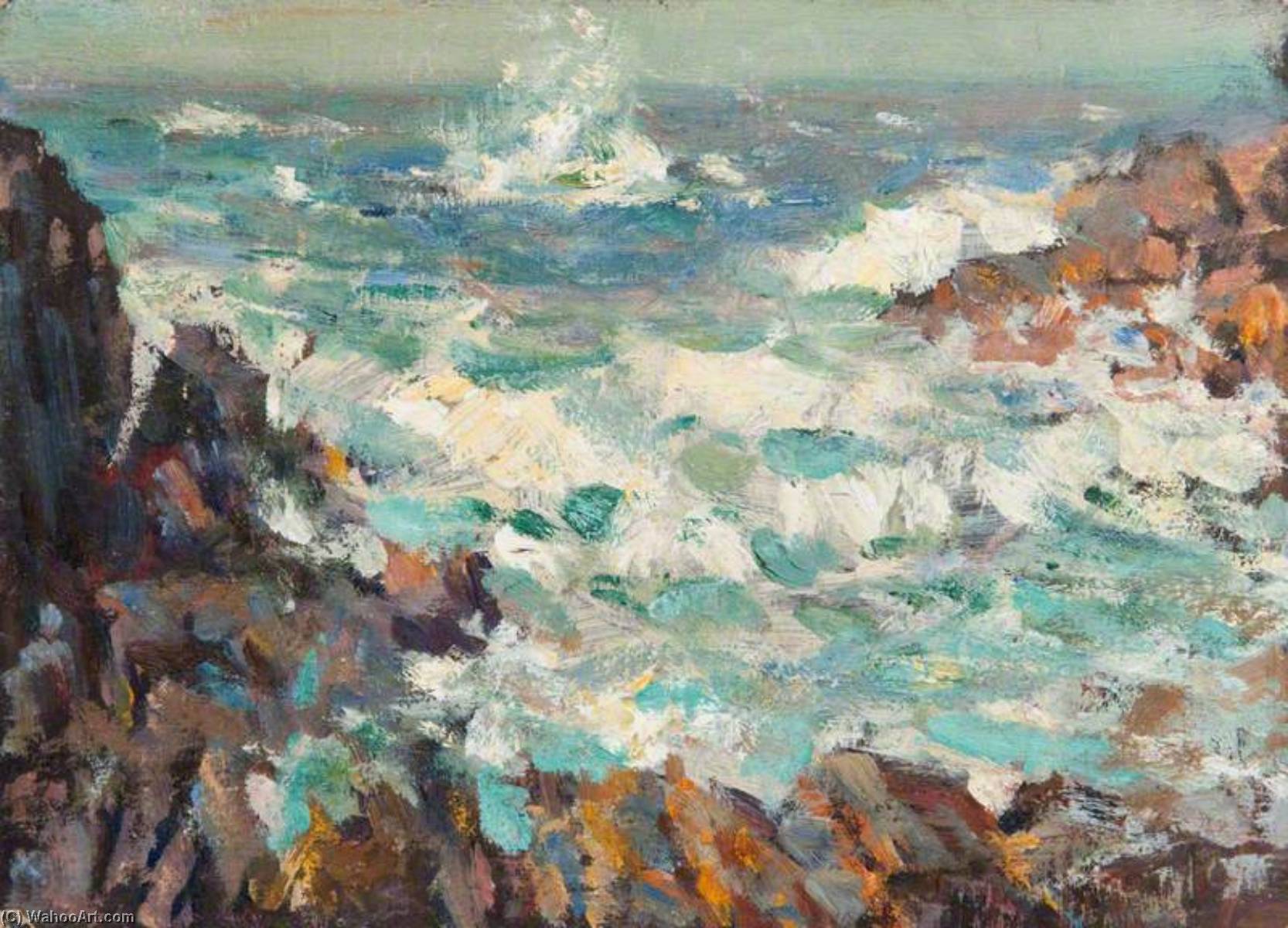 Seascape With Breaking Waves — Henry Young Alison