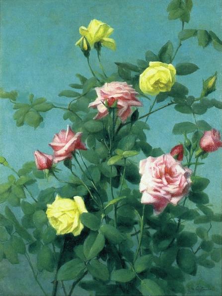 Pink And Yellow Roses — George Cochran Lambdin