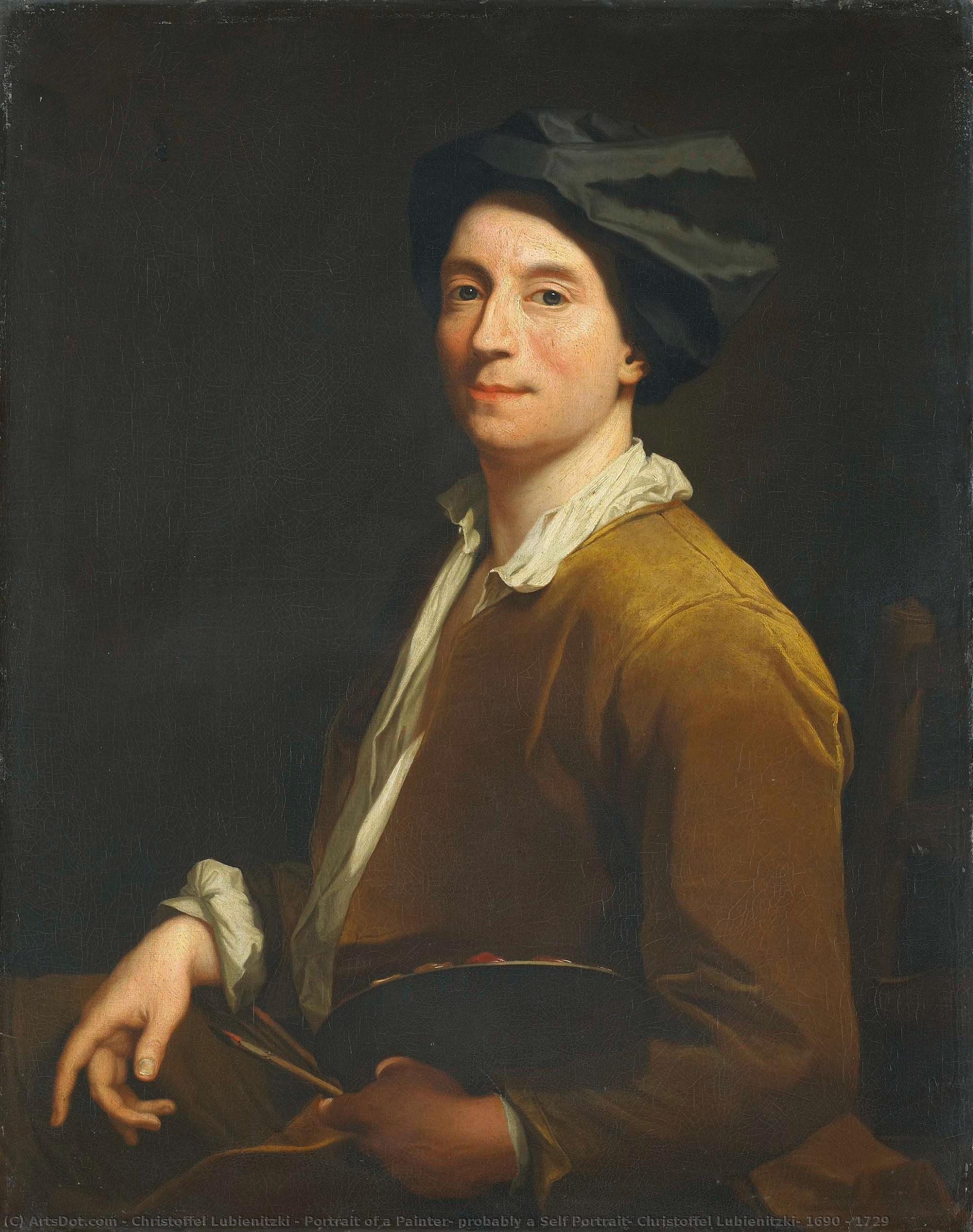 Portrait Of A Painter, Probably A Self Portrait, Christoffel Lubienitzki, 1690 - 1729 — Christoffel Lubienitzki