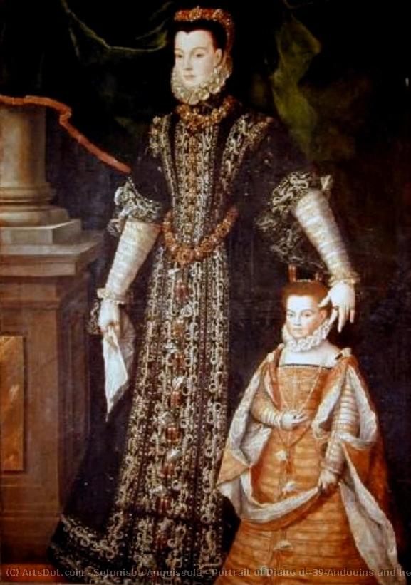 Portrait Of Diane D'andouins And Her Daughter — Sofonisba Anguissola