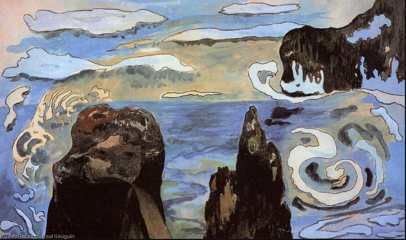 At The Black Rocks (aka Rocks By The Sea) — ギュスターヴ・アウゲニュ・ポール・ゴギャン