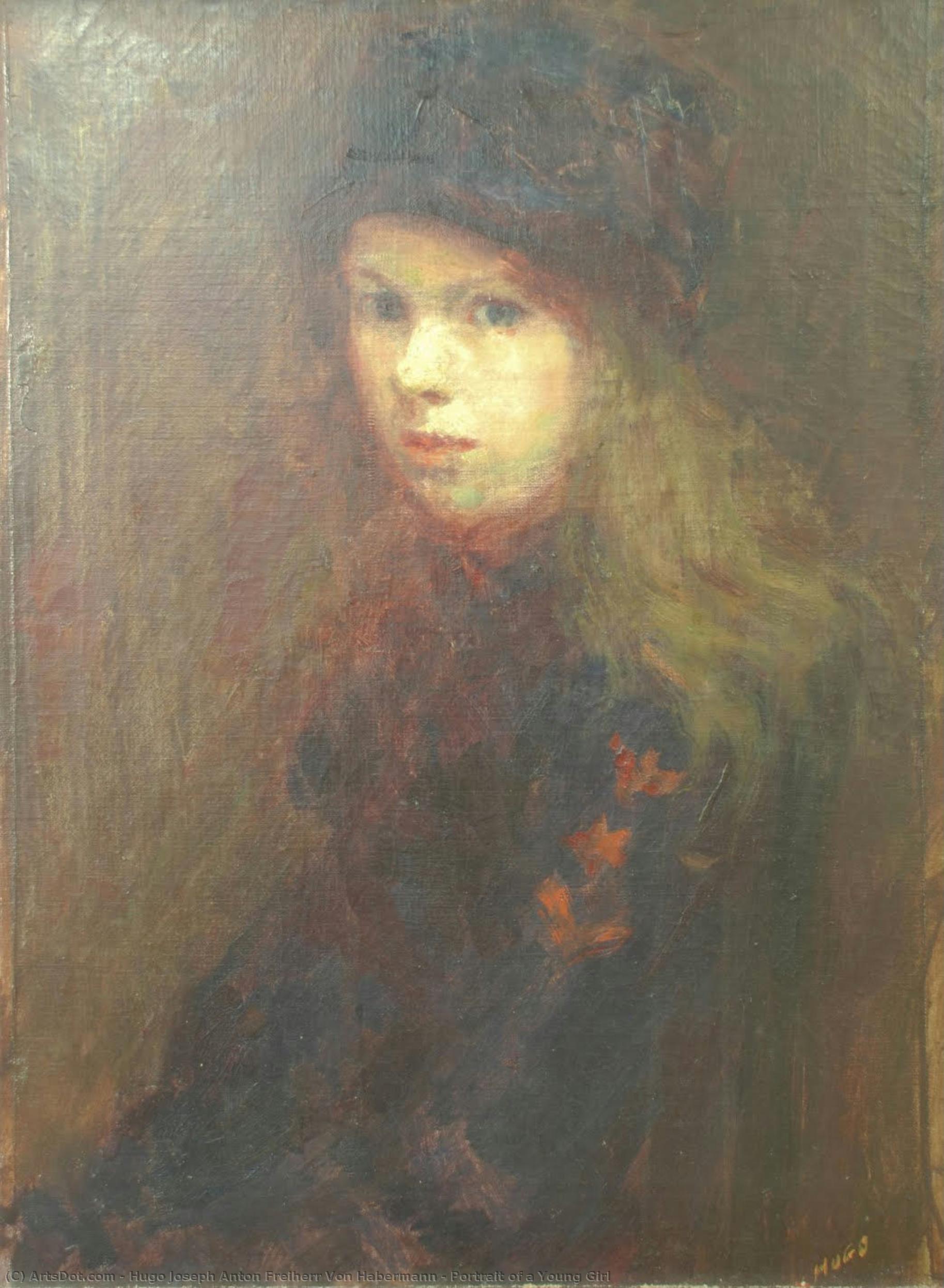 Portrait Of A Young Girl — Hugo Joseph Anton Freiherr Von Habermann