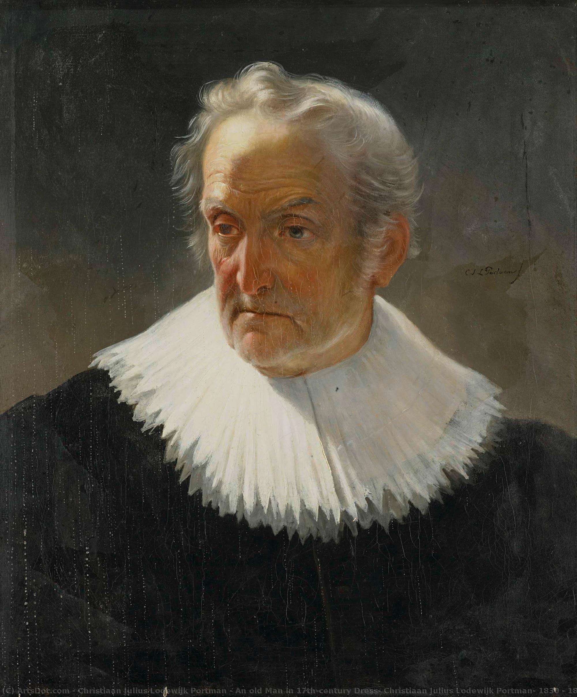 An Old Man In 17th-century Dress, Christiaan Julius Lodewijk Portman, 1830 - 1868 — Christiaan Julius Lodewijk Portman