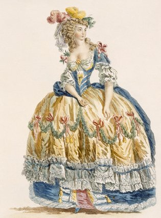 Lady's Elaborate Ball Gown, Engraved By Dupin, From — Augustin De Saint Aubin