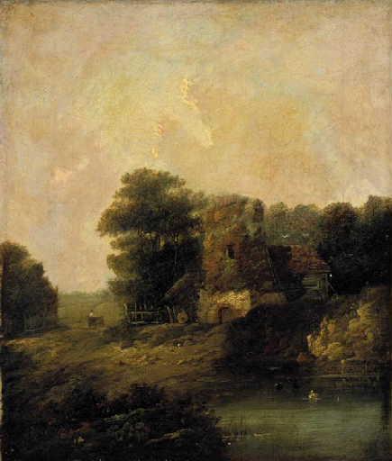 Paysage Avec Une Vieille Tour Près D'une Mare — Patrick Nasmyth