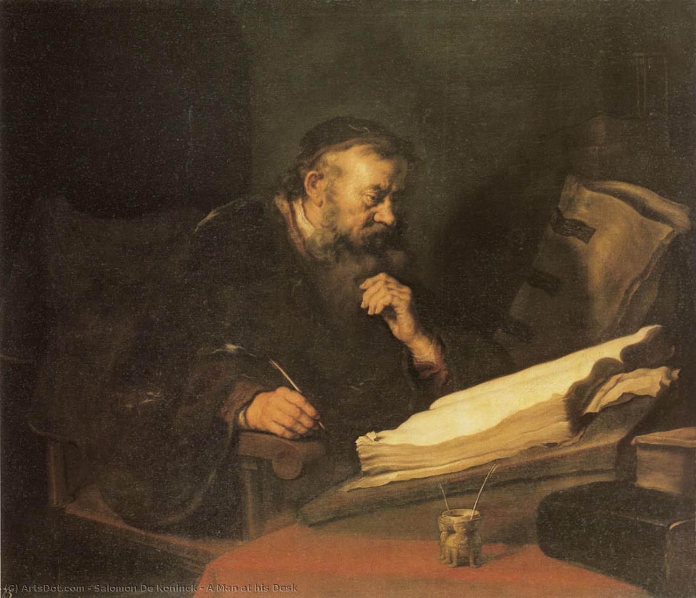 A Man At His Desk — Salomon De Koninck