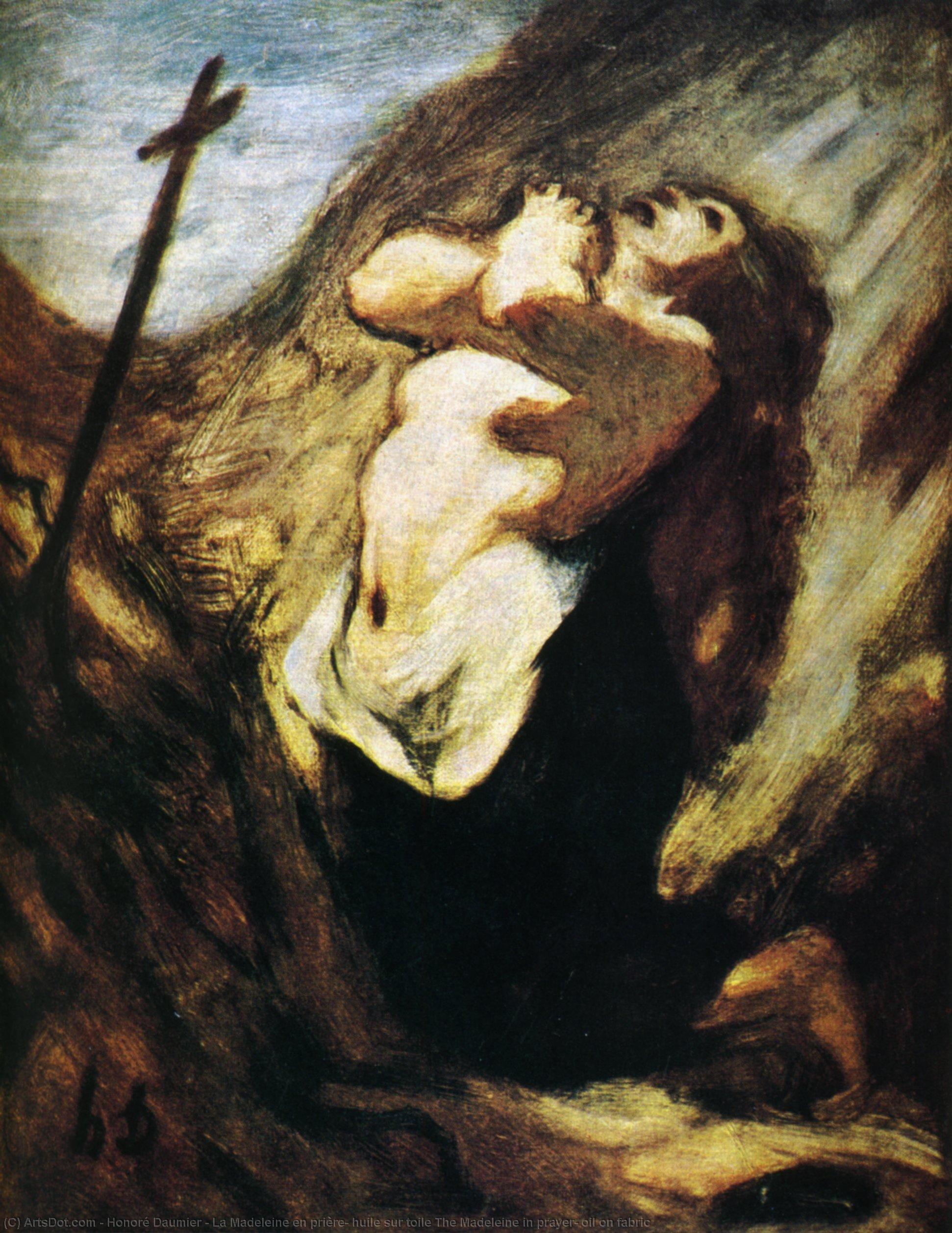 La Madeleine En Prière, Huile Sur Toile The Madeleine In Prayer, Oil On Fabric — Honoré Daumier