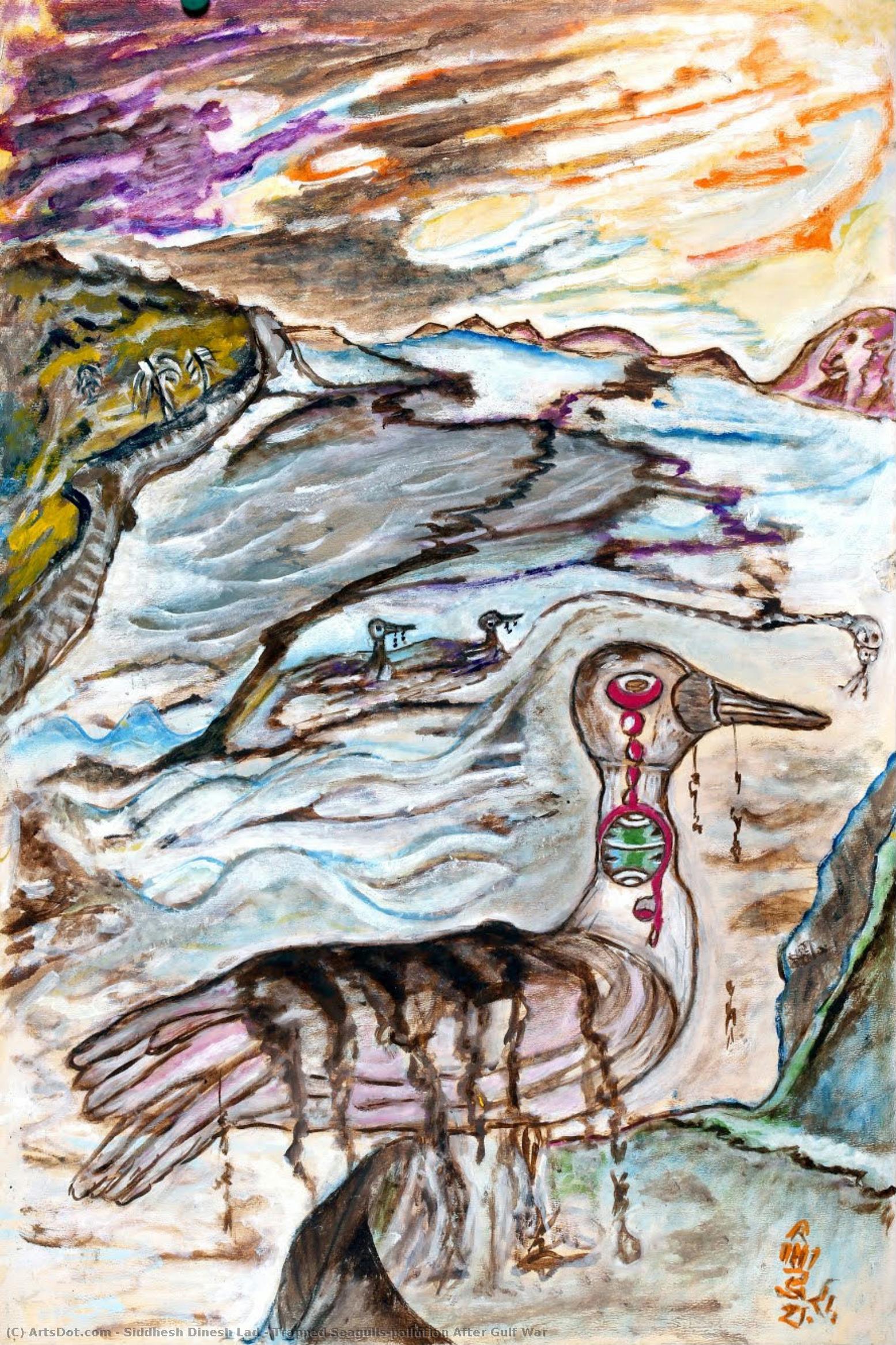 Trapped Seagulls,pollution After Gulf War — Siddhesh Dinesh Lad