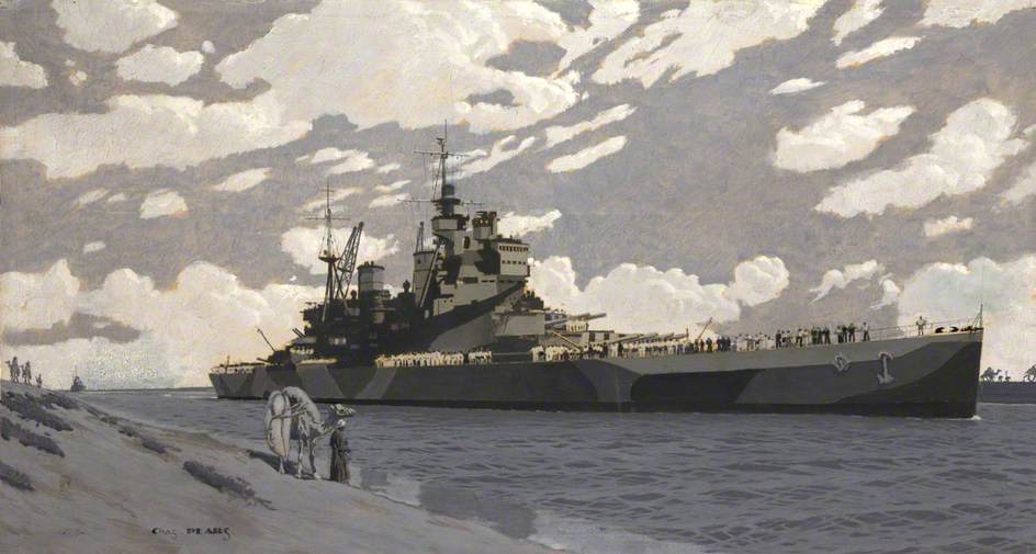 Battleship En El Canal De Suez, Hms 'howe' — Charles Pears