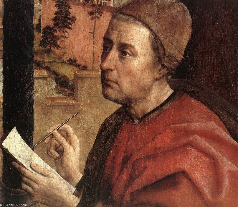 St Luke Drawing A Portrait Of The Madonna Detail — Goswijn Van Der Weyden