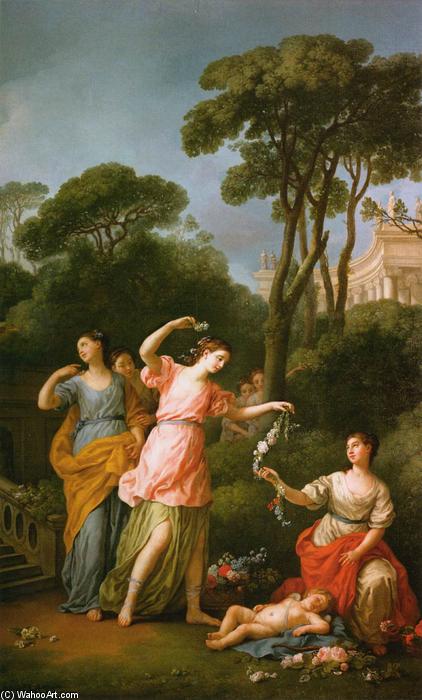 Greek Maidens Adorning A Sleeping Cupid With Flowers — Žozef Mari Jan