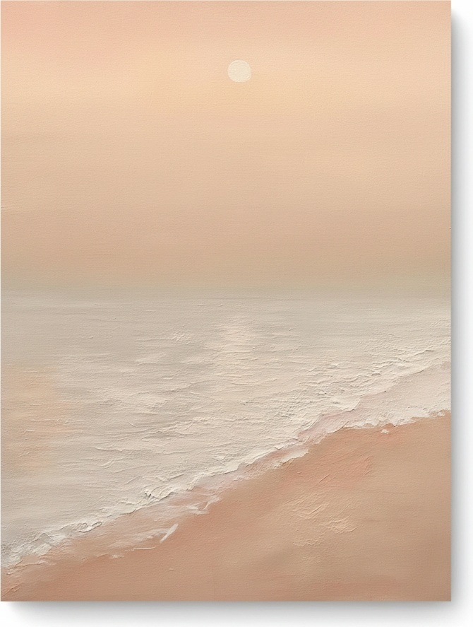 Ethereal Horizon: A Meditative Study In Peach Impasto And Celestial Light — Laurent Roche