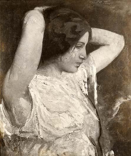 Girl Fixing Her Hair, (painting) — Abbott Handerson Thayer