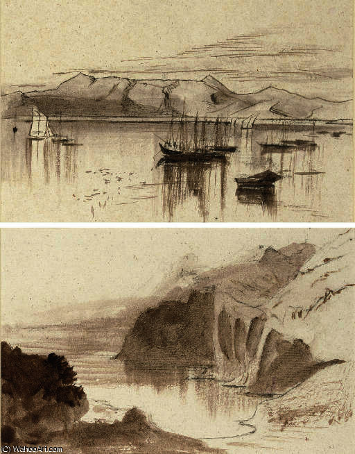 View Of Mount San Salvador, Corfu; And View Of Sant' Angelo, Corfu — Edward Lear