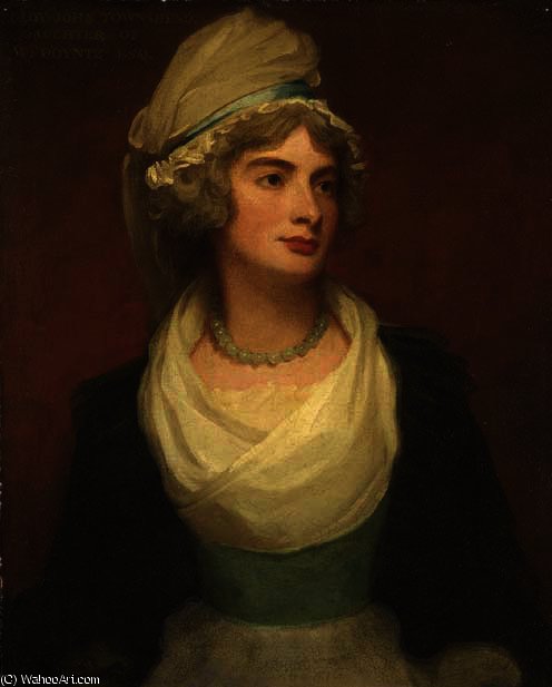 Portrait Of Georgiana Anne, Lady Townshend, Daughter Of William Poyntz Of Midgham, Berkshire, Three-quarter-length, In A White Dress With A Blue Sash And Black Cloak — George Romney