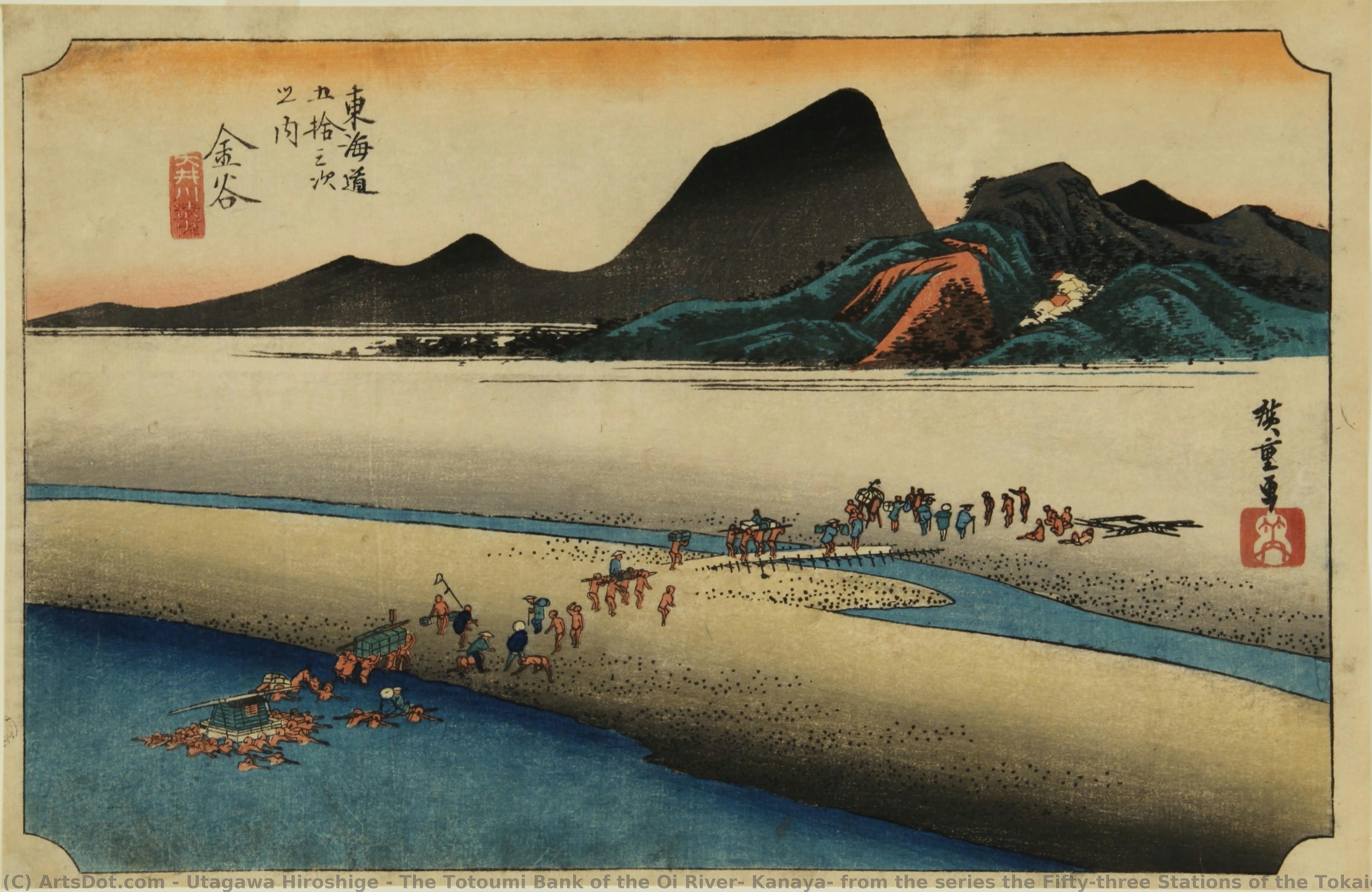 Das Totoumi-ufer Des Oi-flusses, Kanaya, Aus Der Serie Die Dreiundfünfzig Stationen Des Tokaido (hoeido-ausgabe) — Utagawa Hiroshige