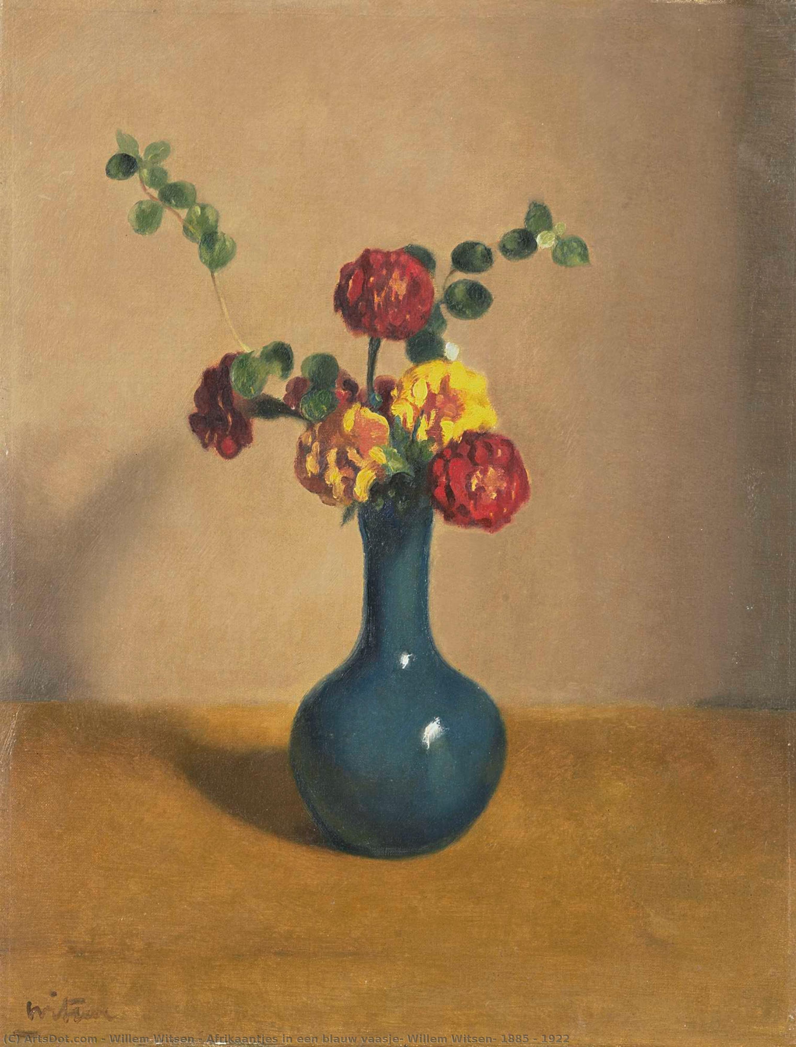 Afrikaantjes In Een Blauw Vaasje, Willem Witsen, 1885 - 1922 — Willem Witsen
