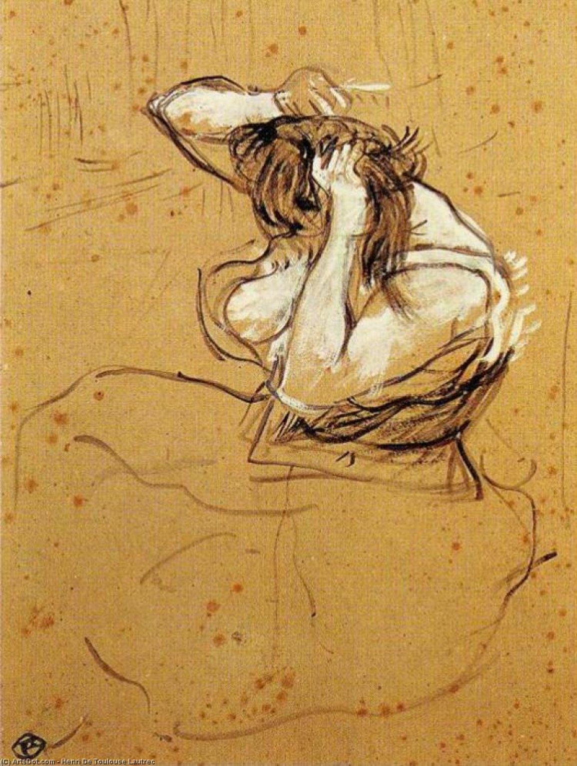 Study For Woman Brushing Her Hair — Henri De Toulouse-lautrec