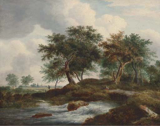 Figures Resting By A River In A Dutch Landscape — Ramsay Richard Reinagle