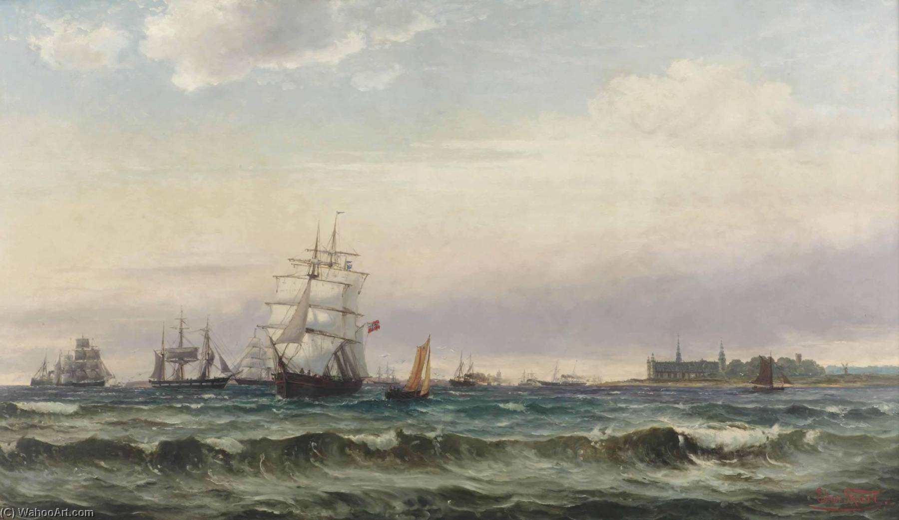 A View Of The Øresund With Kronborg Castle — Edvard Skari