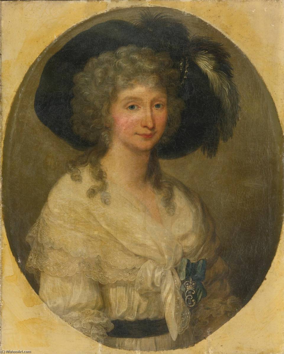 Portrait Of Baroness Von Bauer, Half Length, Wearing A White, Lace Dress And A Black Hat — Angelica Kauffmann (maria Anna Angelika)