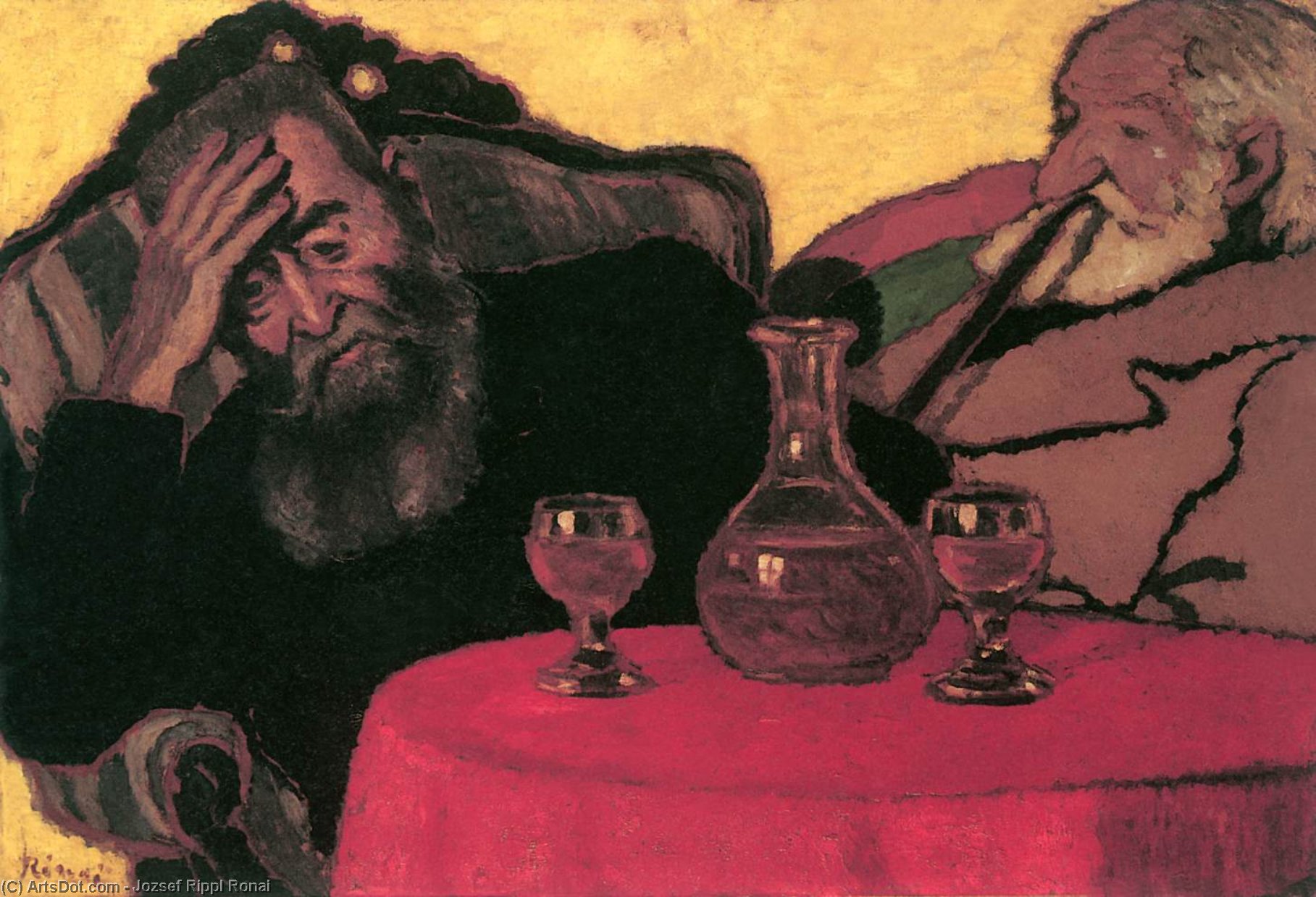 Father And Uncle Piacsek Drinking Red Wine — József Rippl-rónai