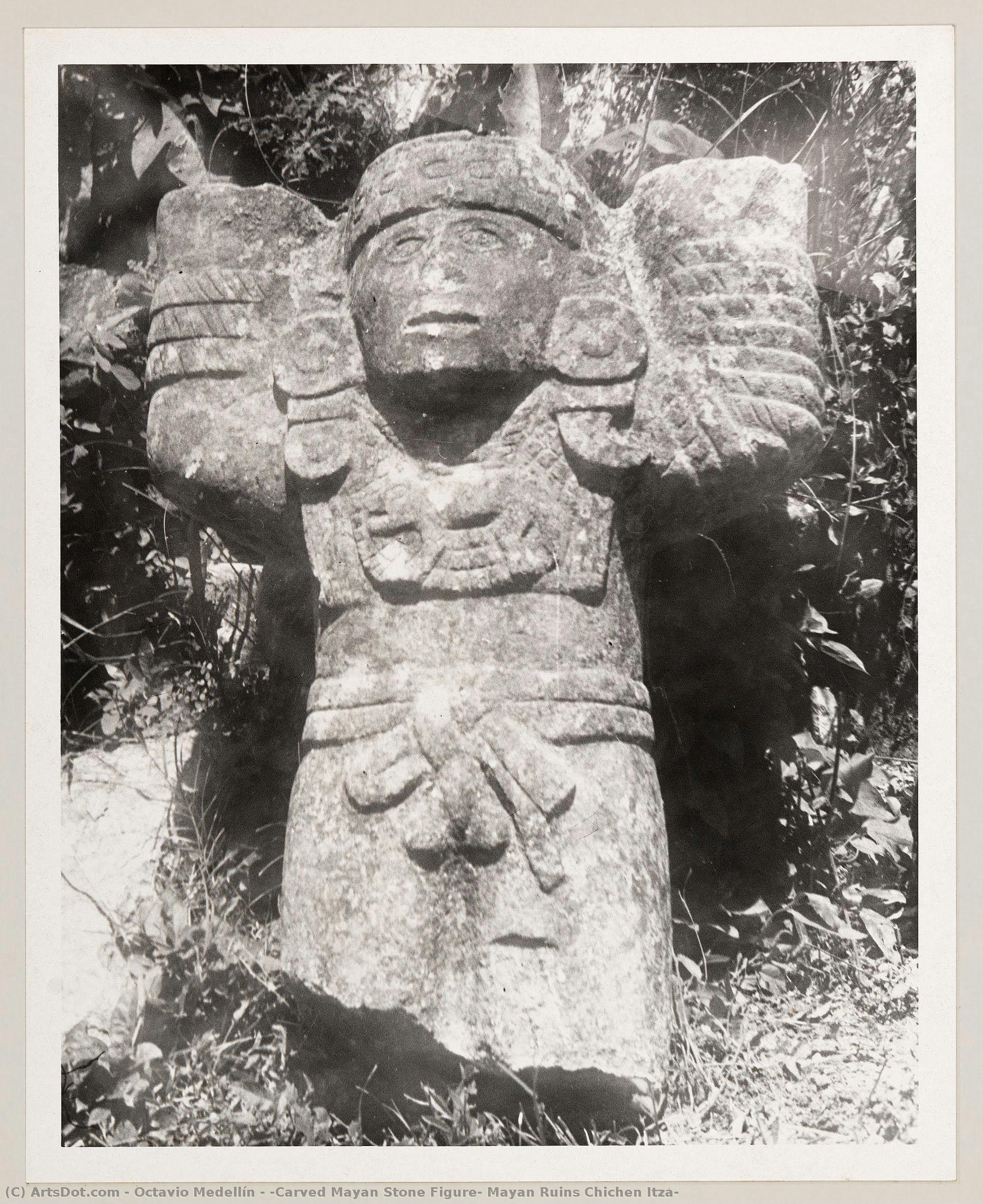 [carved Mayan Stone Figure, Mayan Ruins Chichen Itza] — Octavio Medellín