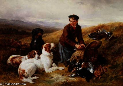 A Young Gillie With Setters And Dead Game — James Hardy Junior