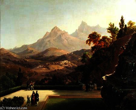 Elegant Figures Conversing On A Terrace — Louis Gurlitt