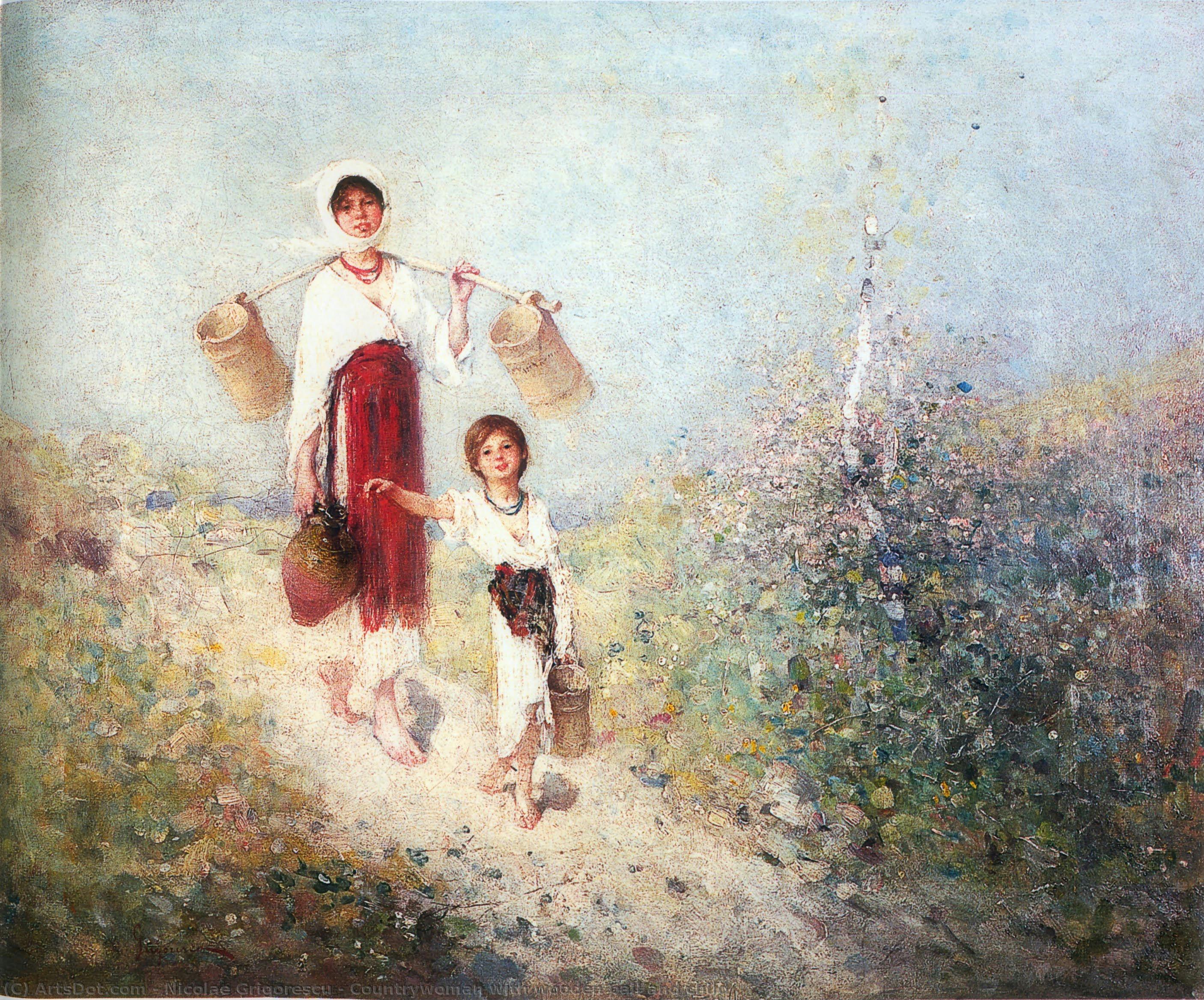 Countrywoman With Wooden Pail And Child — Nicolae Grigorescu
