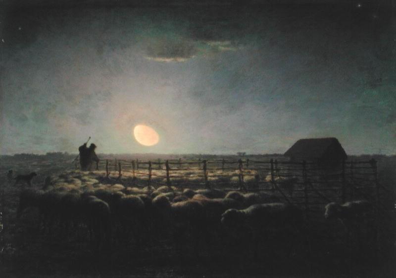 The Sheepfold, Moonlight — Jean-françois Millet