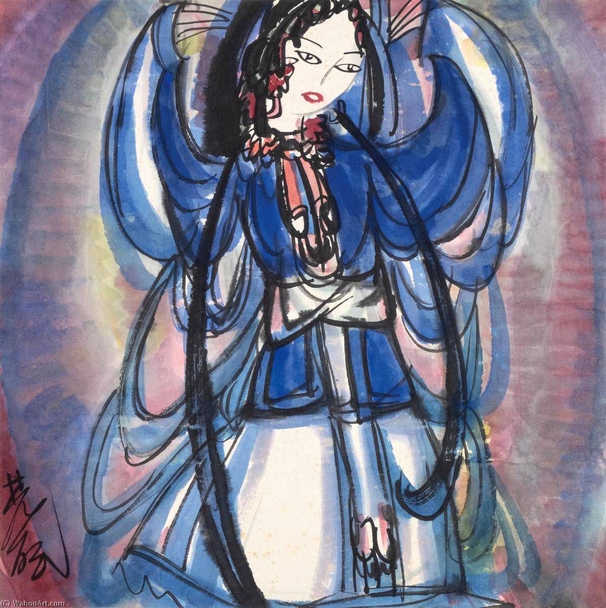 Opera Figure — Lin Fengmian Flying Geese Over The Lotus Pond