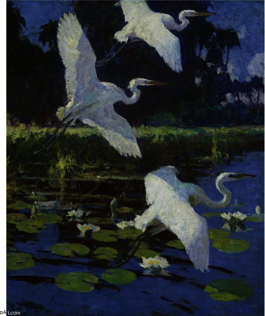 Herons And Lilies — Френк Вестон Бенсон