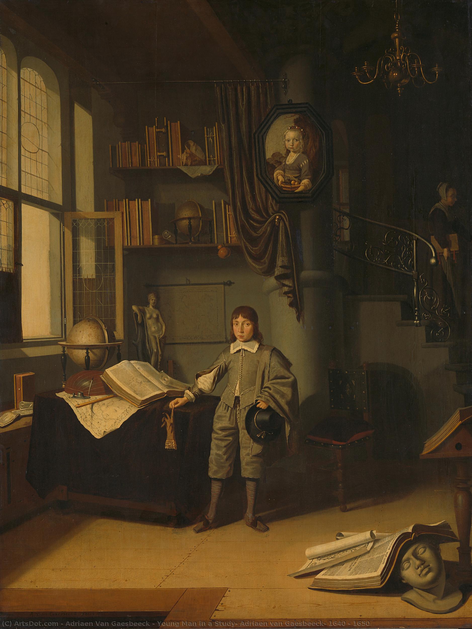 Young Man In A Study, Adriaen Van Gaesbeeck, 1640 - 1650 — Adriaen Van Gaesbeeck