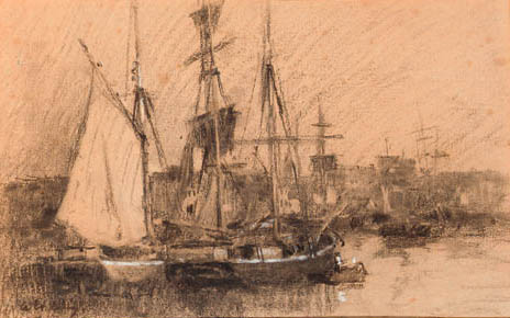 Ships In A French Port — Albert-charles Lebourg