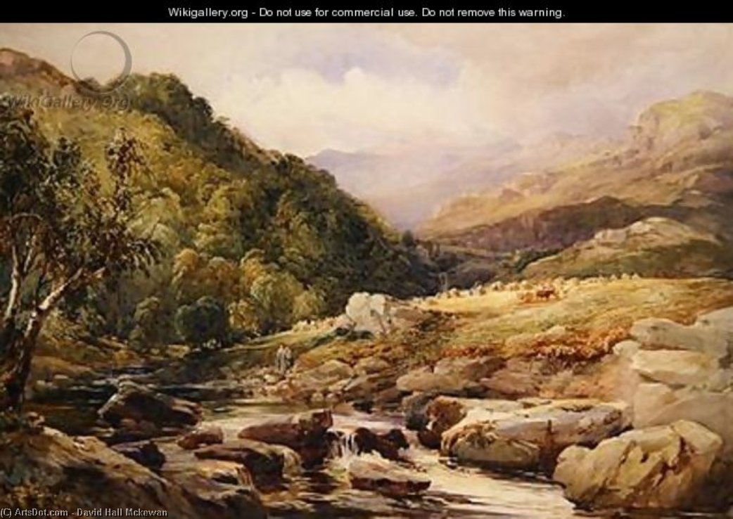 Landscape With Stream And Haymakers — David Hall Mckewan